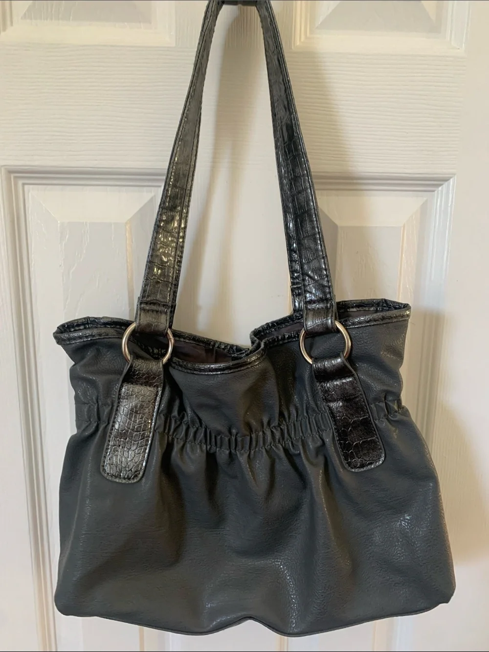 Y2K Cato Dark Gray Purse Silver Accents Shoulder Bag - Picture 5 of 11